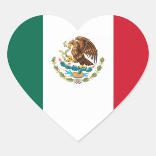 Adesivo Coração Bandeira do México