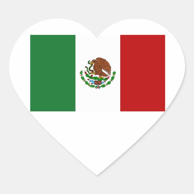 Adesivo Coração Bandeira do México (Frente)