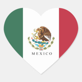 Adesivo Coração Bandeira do México Brasão de Armas Tipografia Gráf