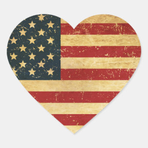 Adesivo Coração Bandeira do USA Vintage Grunge
