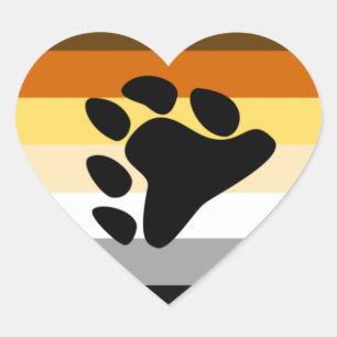 Adesivo Coração Bandeira e pata do Orgulho Urso