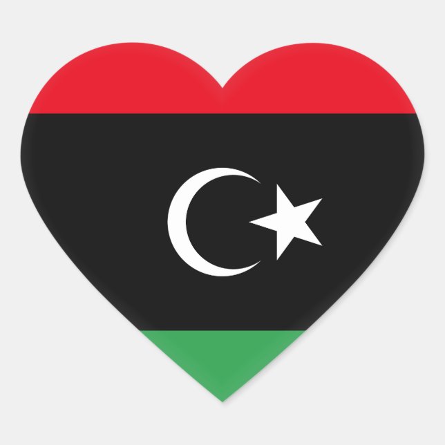 Adesivo Coração Bandeira Líbia (Líbia) (Frente)