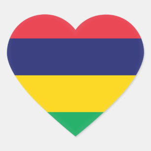 Adesivo Coração Bandeira Maurícia