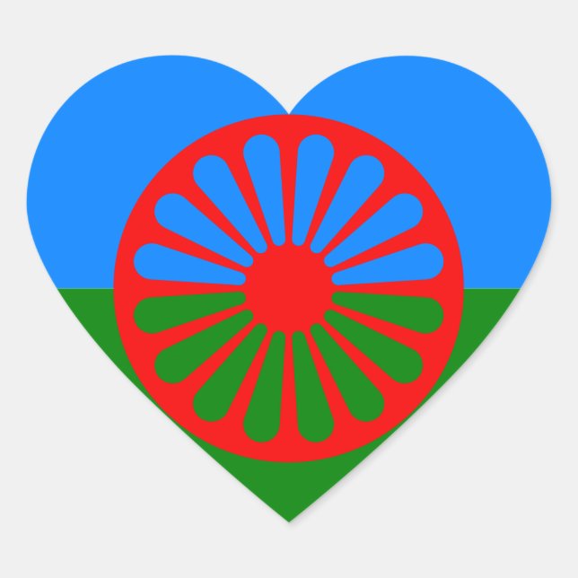 Adesivo Coração Bandeira oficial romanichel (Frente)