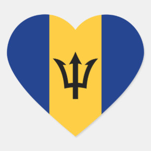 Adesivo Coração Bandeira Patriótica de Barbados
