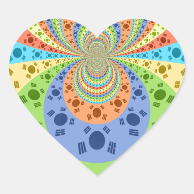 Adesivo Coração Bandeira Sul-Coreana Inspirou Abstrato Art Impress (Frente)