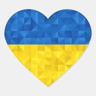 Adesivo Coração Bandeira ucraniana. Amor à Ucrânia. Apoio. Coração