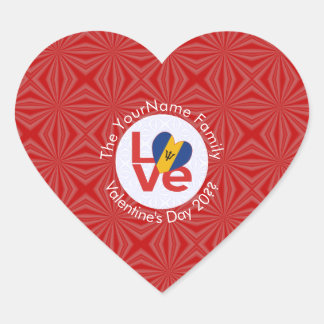 Adesivo Coração Bandeira Vermelha de Amor Barbadiano Personalizada