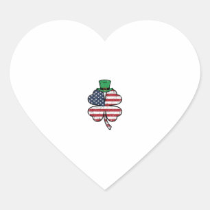 Adesivo Coração Bandeira Vintage Shamrock Dia de São Patrício