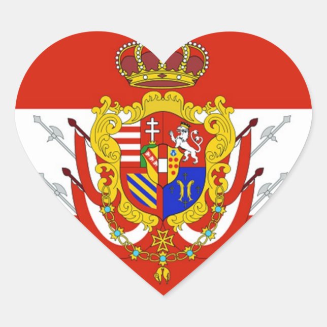 Adesivo Coração Banner branco vermelho Grão-Ducado da Toscana (Frente)