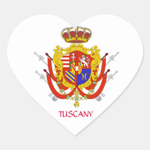 Adesivo Coração Banner branco vermelho Grão-Ducado da Toscana