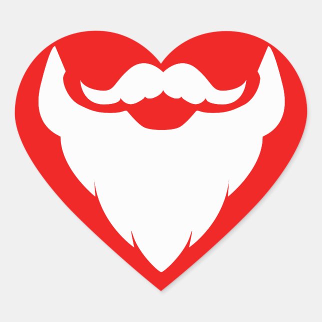 Adesivo Coração Barba de Natal e Papai noel de bigode (Frente)