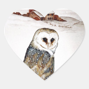 Adesivo Coração Barn Owl na caça