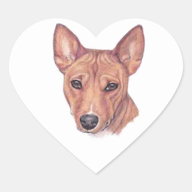 Adesivo Coração Basenji Dog Art Sticker (Frente)