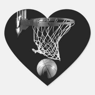 Adesivo Coração Basquete preto e branco