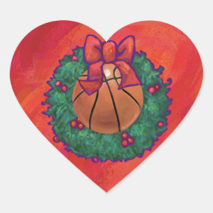 Adesivo Coração Basquetebol dentro da grinalda do Natal