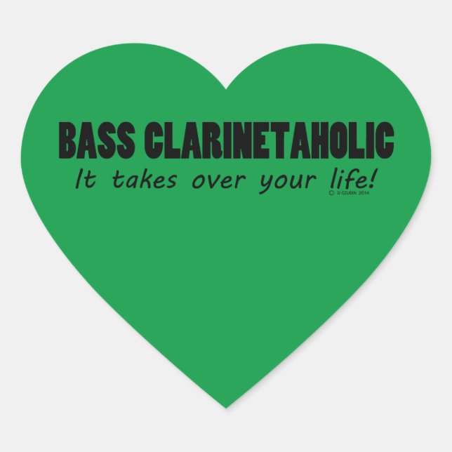 Adesivo Coração Bass Clarinetaholic Life Heart Sticker (Frente)