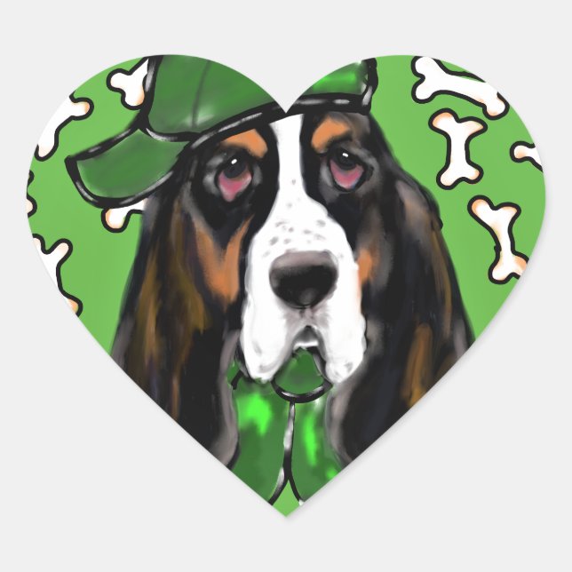 Adesivo Coração Basset Hound (Frente)