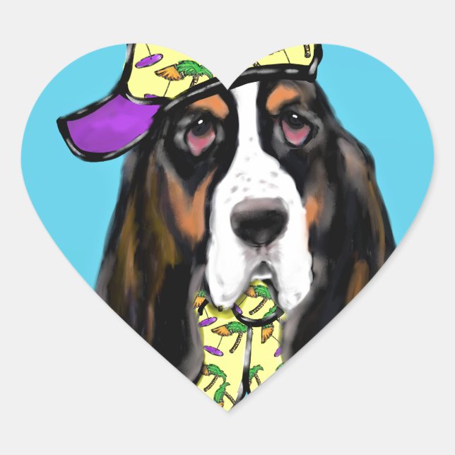 Adesivo Coração Basset Hound (Frente)