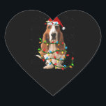 Adesivo Coração basset hound christmas engraçado basset hound dog<br><div class="desc">basset hound christmas engraçado basset hound dog love</div>