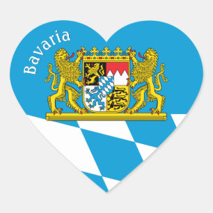 Adesivo Coração Bavaria Heart Sticker, Patriotic Bavarian Flag