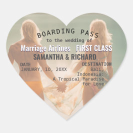 Adesivo Coração Beach Wedding Boarding Pass Romantic