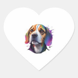 Adesivo Coração beagle colorido