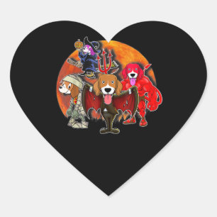 Adesivo Coração Beagle Costume Mummy Witch Pumpkin Halloween Gift