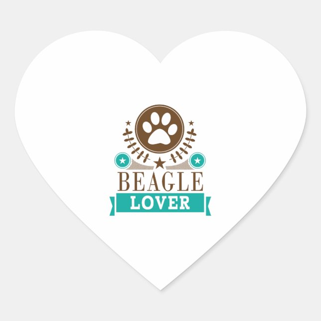 Adesivo Coração Beagle Dog Lover (Frente)
