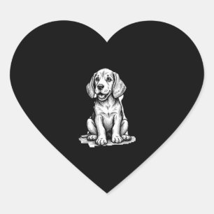 Adesivo Coração Beagle filhote adorável, Amante de os animais fami