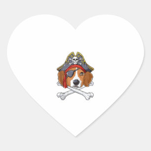 Adesivo Coração Beagle Pirate Costume Jolly Roger Flag Skull Cross
