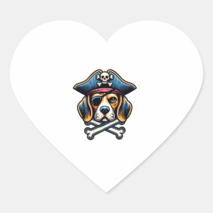 Adesivo Coração Beagle Pirate Costume Skull Crossbone Dog Lovers