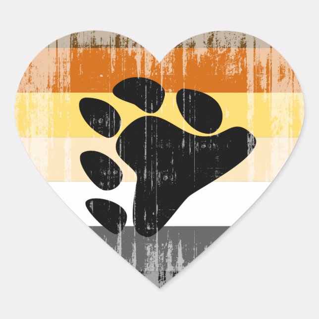 ADESIVO CORAÇÃO BEAR PRIDE FLAG DISTRESSED DESIGN (Frente)