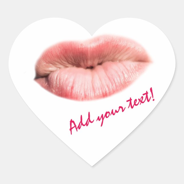 Adesivo Coração Beijar lábios personalizáveis (Frente)