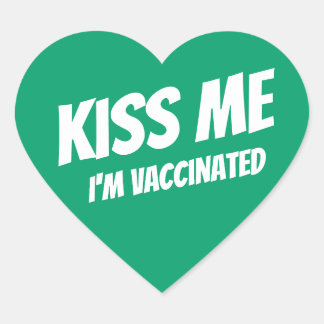 Adesivo Coração Beije-me Estou Vacinado Moderno, Cute Engraçado Ci