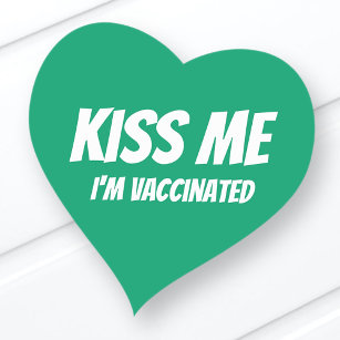 Adesivo Coração Beije-me Estou Vacinado Moderno, Cute Engraçado Ci