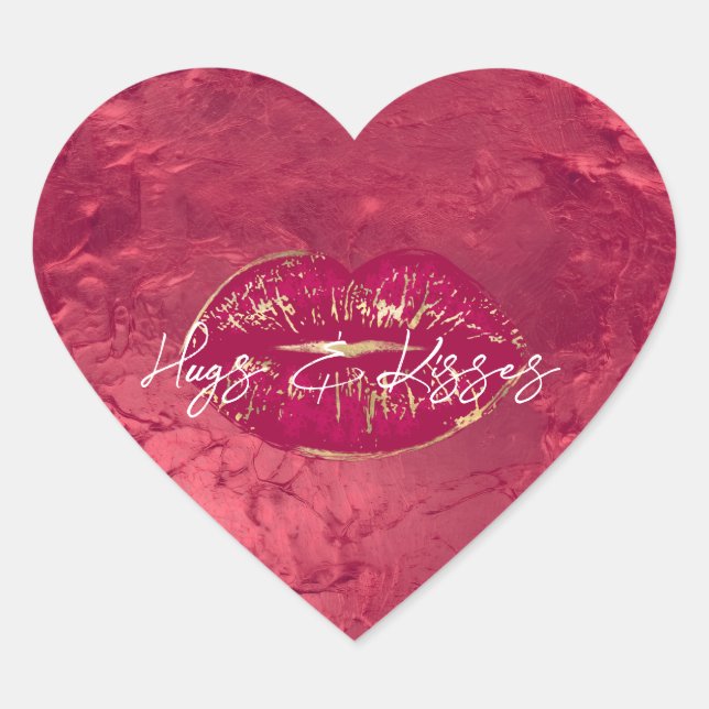 Adesivo Coração Beijo de Lábios Vermelhos (Frente)