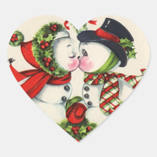 Adesivo Coração Beijo do natal vintage