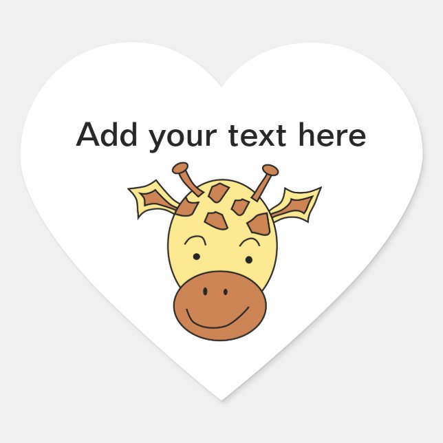 Adesivo Coração Bela Cartoon Girafa. (Frente)