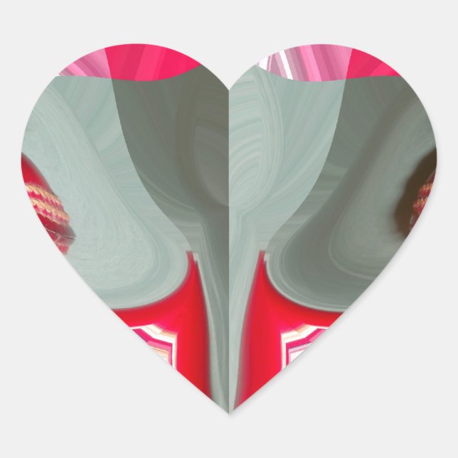 Adesivo Coração bela cinza de cinzas vermelhas motif geométrico AR (Frente)