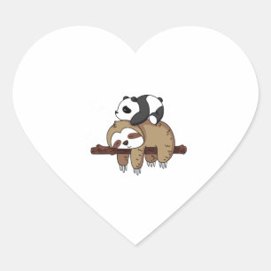 Adesivo Coração Bela Panda Dormindo no Lover Sloth Hoodie