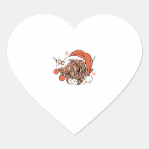 Adesivo Coração Bela Vaca Natal Papai Noel Engraçado Festivo