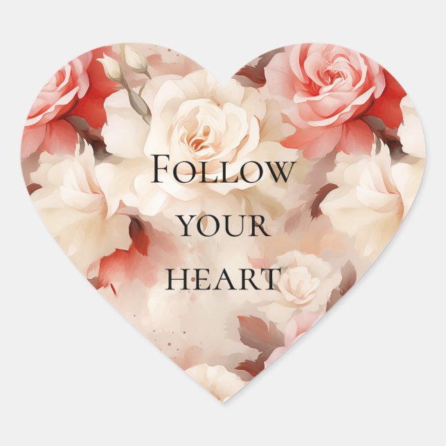 Adesivo Coração Belíssimo Blush Rosa Creme Floral (Frente)