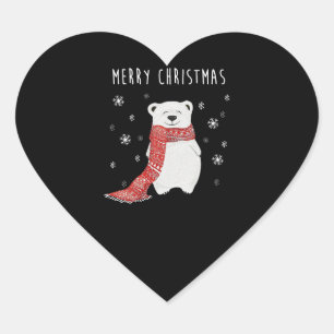 Adesivo Coração Belo Urso Polar Feliz Natal Xmas
