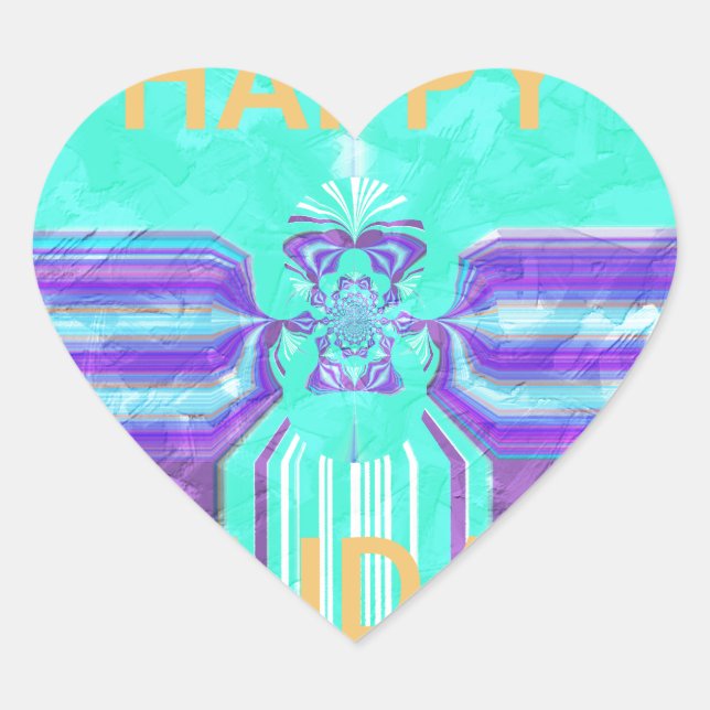 Adesivo Coração Belos Felizes Feriados Azuis design vetor ciano (Frente)