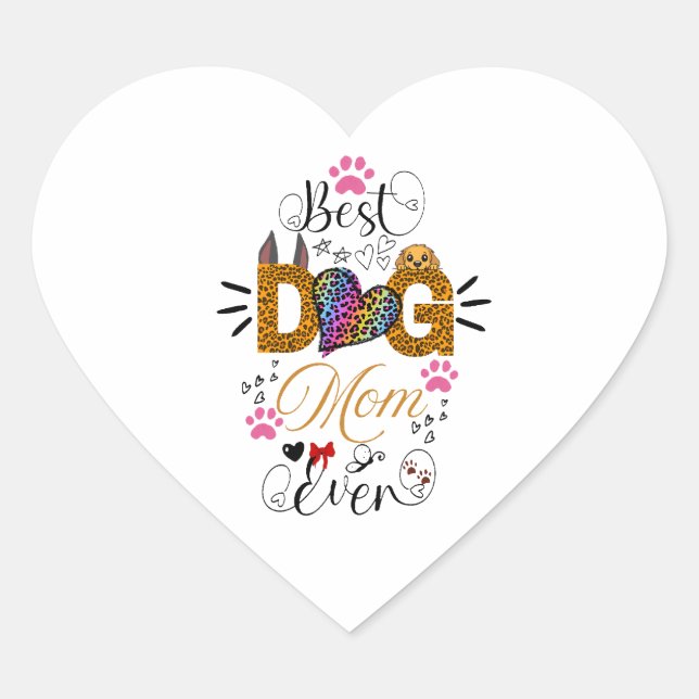 Adesivo Coração Best Dog Mom Ever Shirt – Leopard Print dog Mom  (Frente)