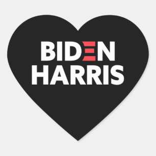 Adesivo Coração Biden / Harris Campanha Eleitoral Preto e Branco