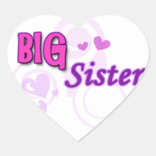 Adesivo Coração Big Sister Stickers