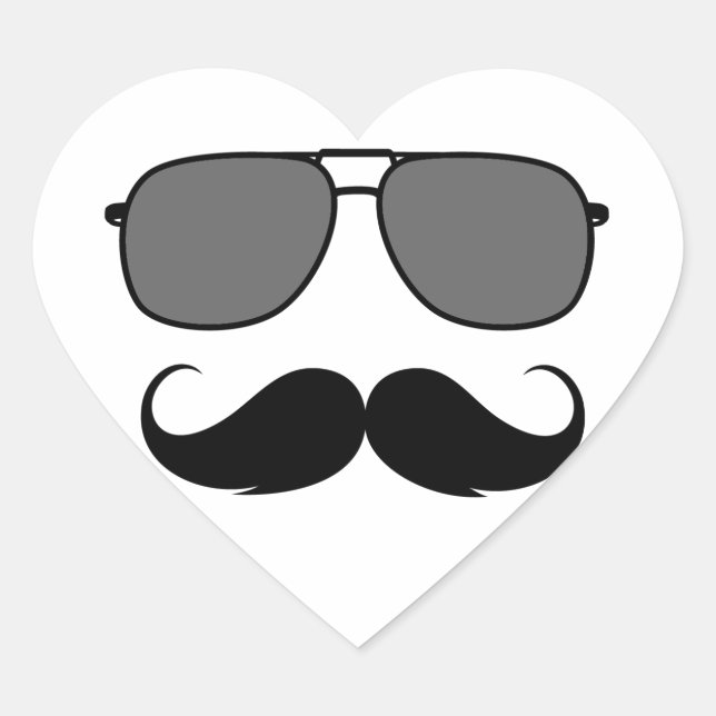 Adesivo Coração bigode e óculos (Frente)