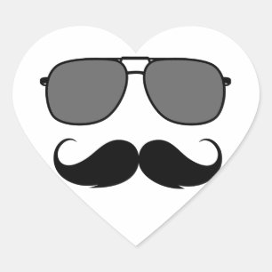 Adesivo Coração bigode e vidros
